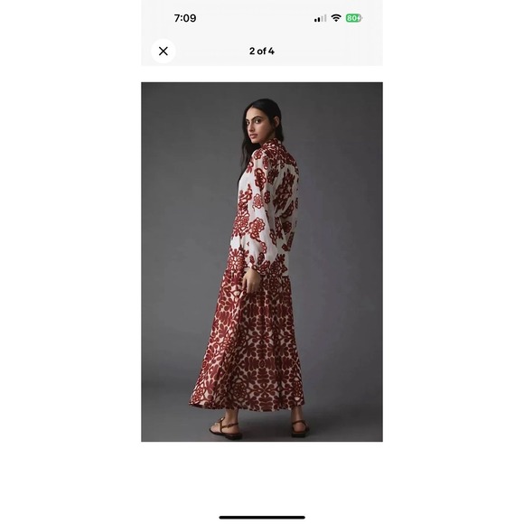 Anthropologie Vineet Bahl Shirt Dress Abstract Balloon Sleeve Moroccan Sz XXS - Picture 7 of 7